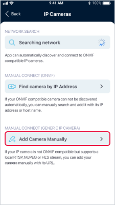 ZoomOn IP cameras add camera manually